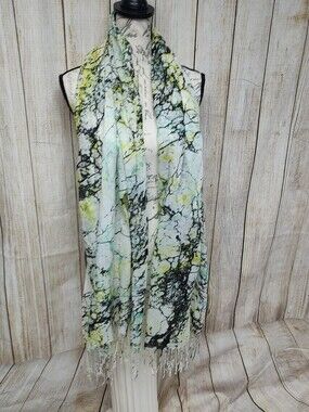 💥$3/20 Marble Print Lightweight Scarf in Mint, Yellow & Black